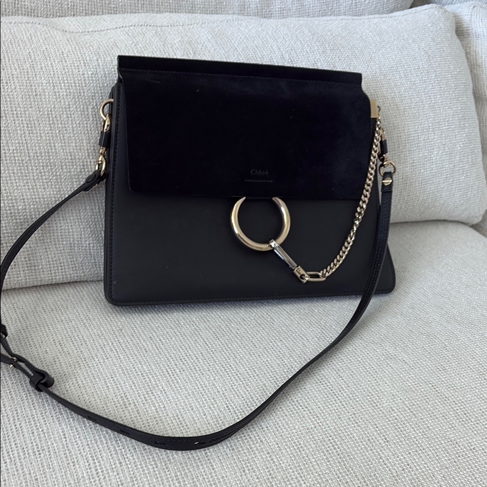 Chloe Faye Medium Black Shoulder Bag